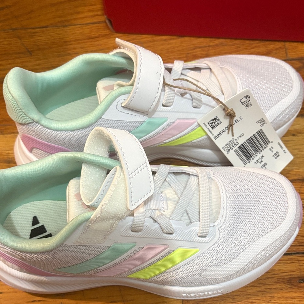 Adidas Kids' White, Pink, and Yellow Sneakers